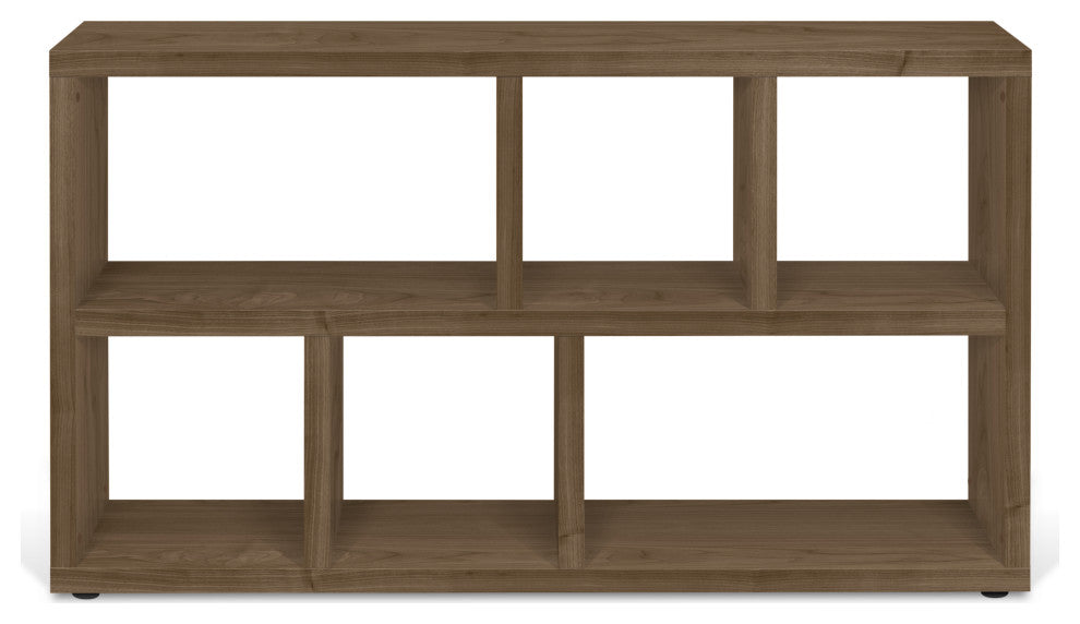 Modern Low Bookcase Open Console, Walnut