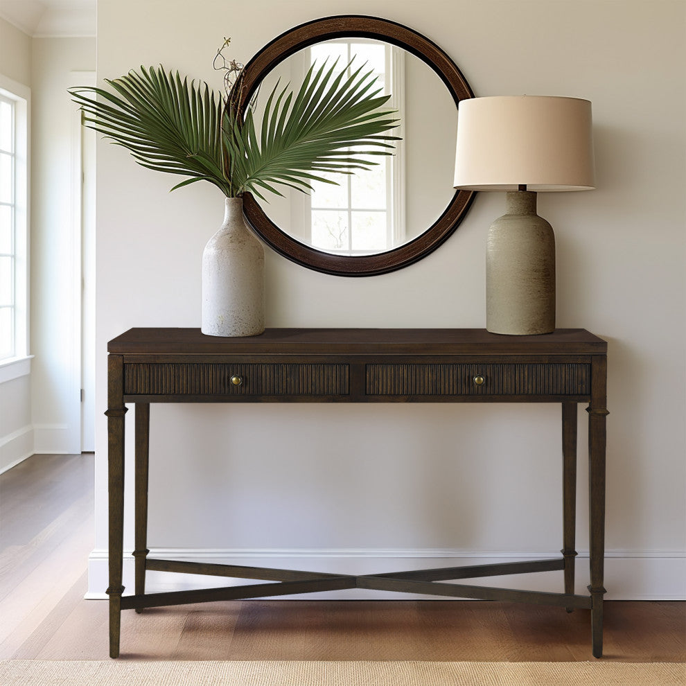 Martha Stewart Kenna Bed, Console Table, Nightstand, Brown, Console Table