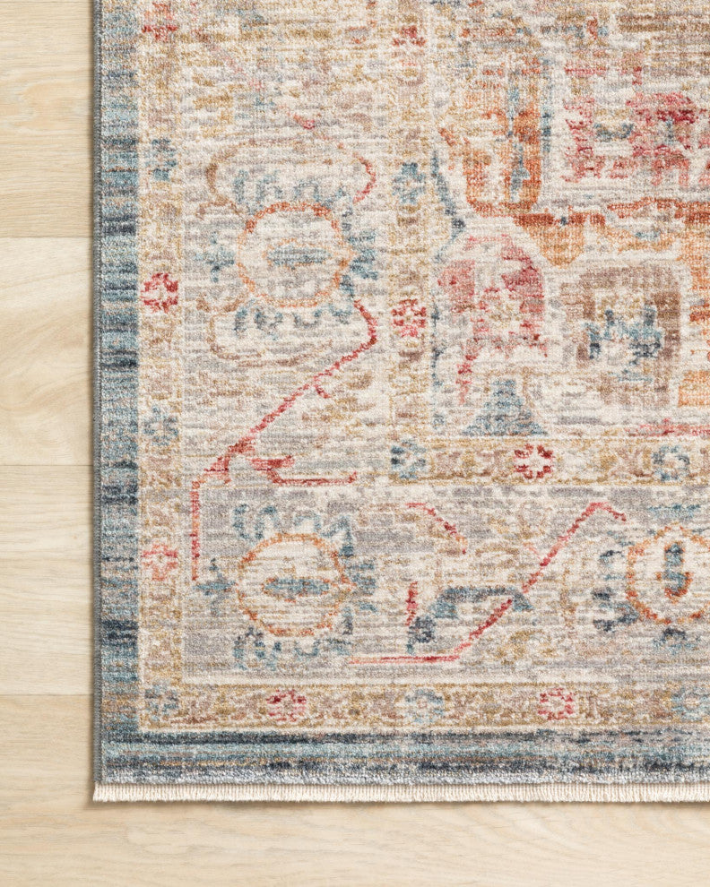 Blue Rust Olive Orange Polyester Claire Area Rug by Loloi, 1'6"x1'6" Sample