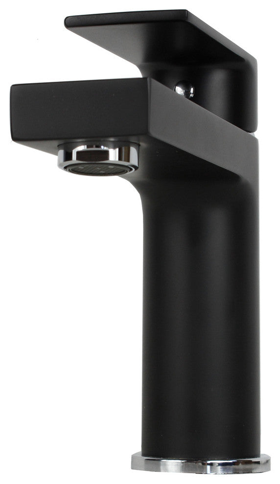Anna Style Solid Brass Single Hole Lever Bathroom Vanity Faucet, Matte Black