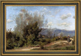 Jean-Baptiste-Camille Corot in The Vicinity of Geneva Framed Canvas, 18"x27"