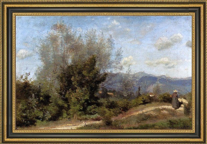 Jean-Baptiste-Camille Corot in The Vicinity of Geneva Framed Canvas, 18"x27"