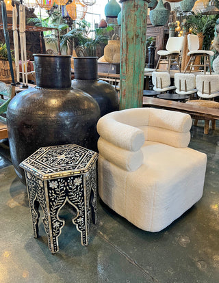 White Faux Sheep Jolla Swivel Chair