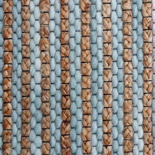 Crest Turquoise Rustic Striped Handmade Jute/Wool Blend Area Rug, 9' x 12'
