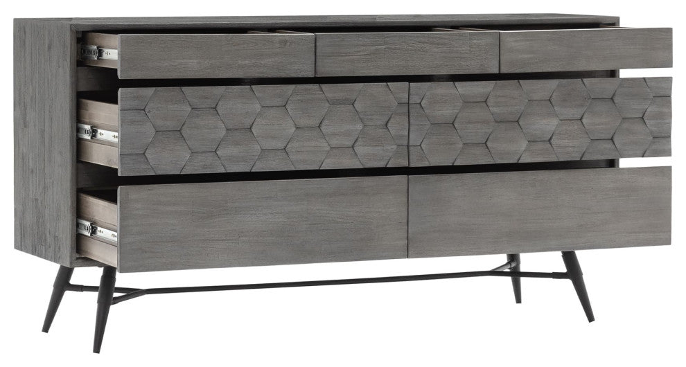 Makena 6 Drawer Dresser in Grey Acacia Wood