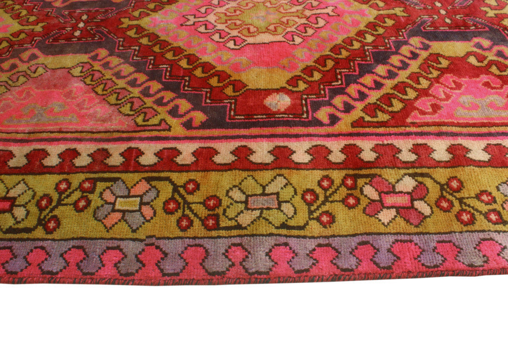 Fine Vintage Distressed Kohinoor Navy/Pink Runner, 3'7x9'11