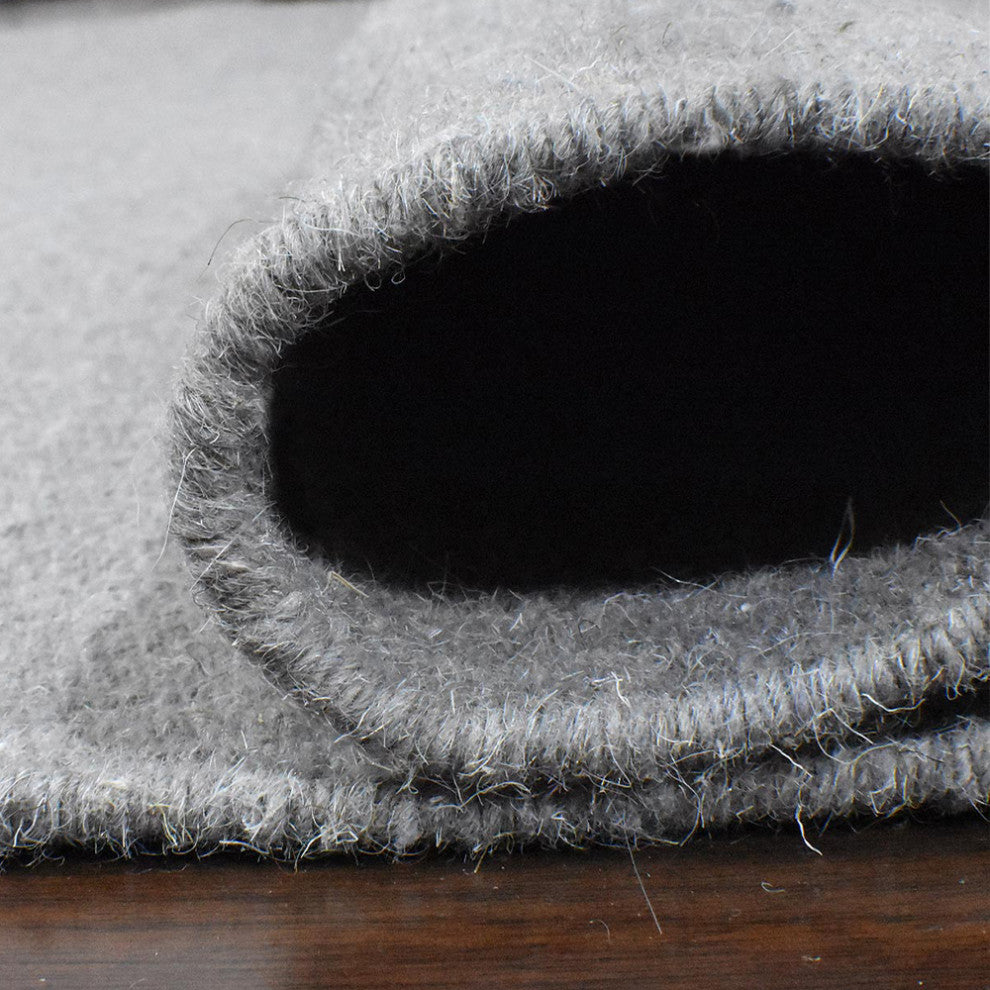 HAND WOVEN FLAT WEAVE KILIM WOOL ECO-FRIENDLY AREA RUGS-Solid,Light Silver