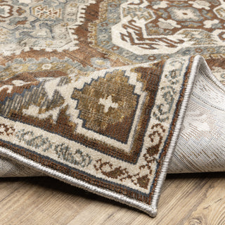 Emilia Traditional Panel Medallion Rust/ Blue Area Rug 6'7" x 9'6"