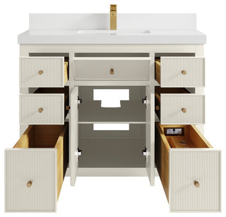 Sonoma 42" Single Sink Bath Vanity in Alabaster, 2" White Quartz