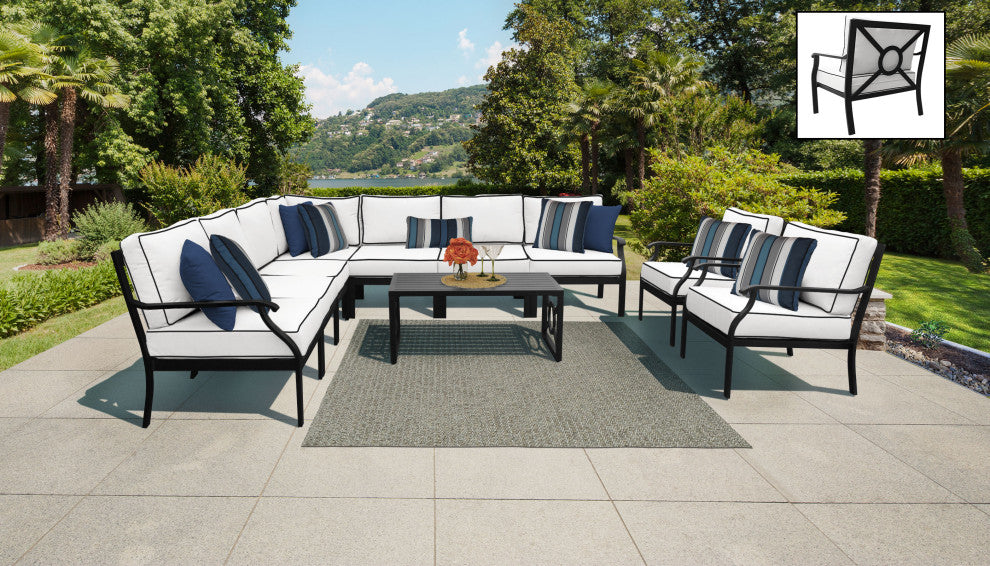 kathy ireland Madison Ave. 10 Piece Aluminum Patio Furniture Set 10a, Snow