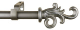 1" Coda Adjustable Curtain Rod, 28"-48", Pewter