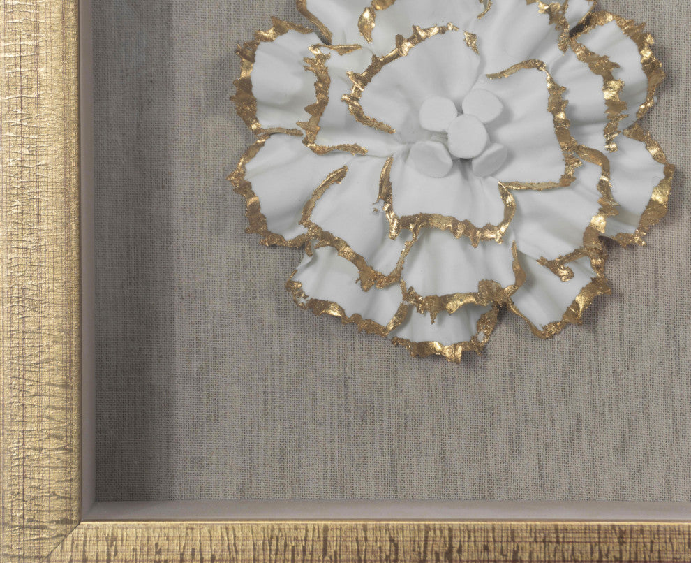 Gold Ceramic Flower Shadow Box Wall DÃ©cor (MS39291BP)