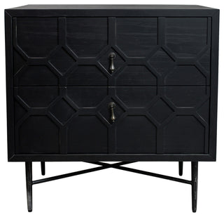 Samara 2-Drawer Recycled Pine Wood Nightstand, Dark Grey