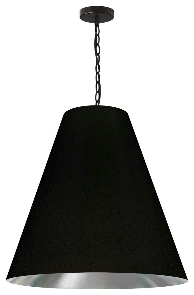 1 Light Large Anaya Matte Black Pendant with Black/Silver Shade