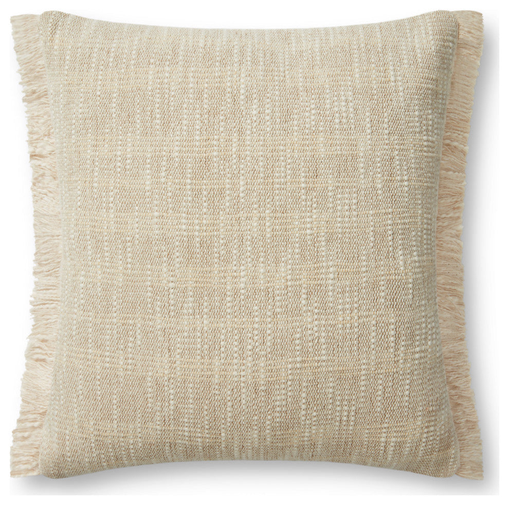 Angela Rose x Loloi Bella Sand / Natural 18'' x 18'' Cover, Down Pillow