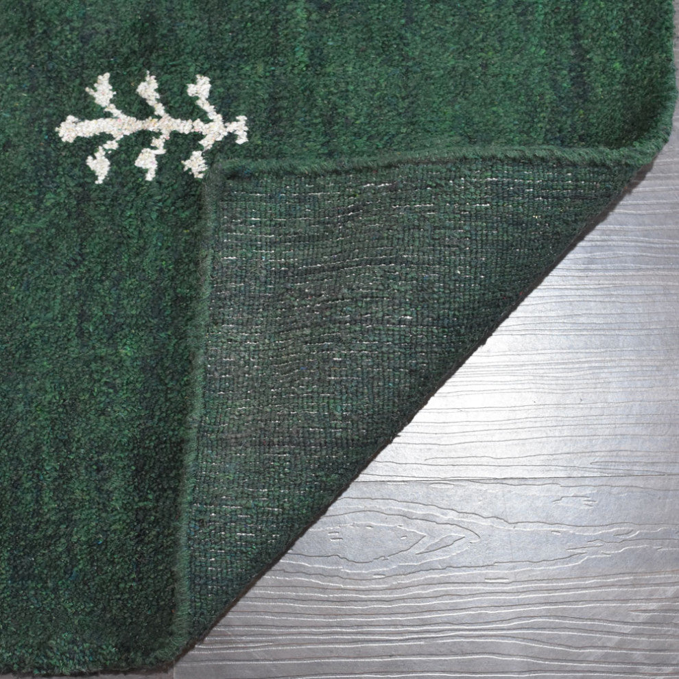 HAND KNOTTED LOOM SILK ECO-FRIENDLY RUGS-10'x10',Square,Green White,Contemporary