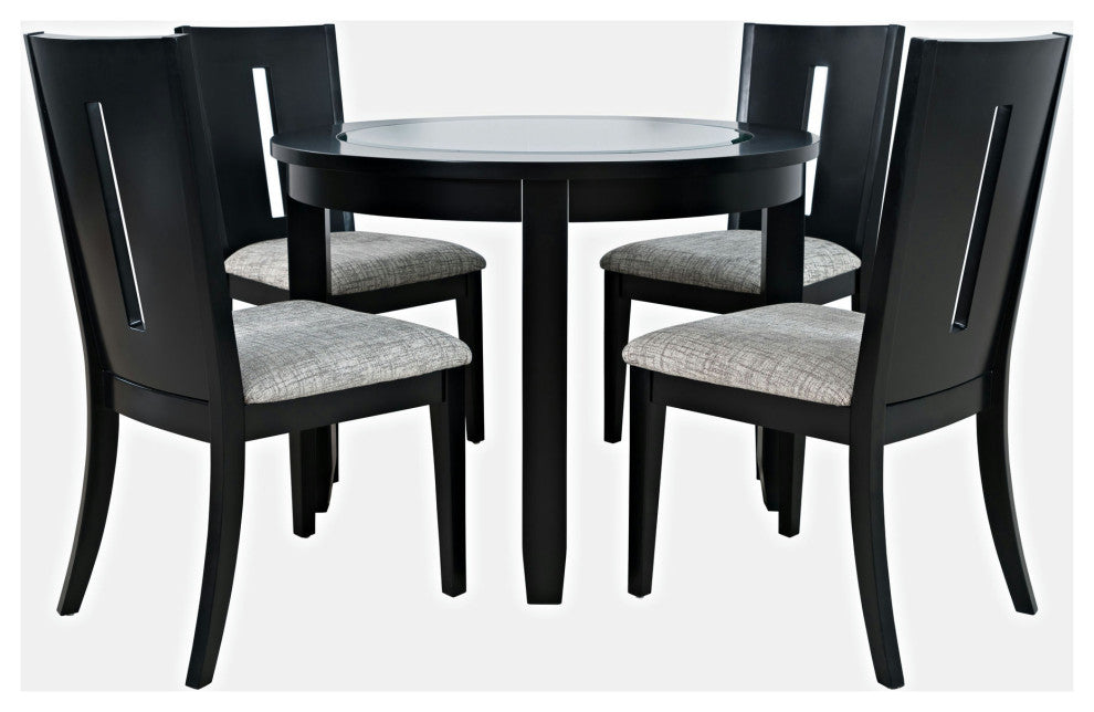 Urban Icon 42" Round Five-Piece Dining Set with Upholstered Chairs - Black