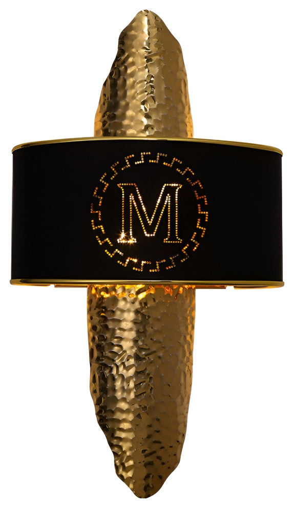 Luxury Golden Wall Lamp with M-Letter Lampshade, Living Room, Bedroom, Black