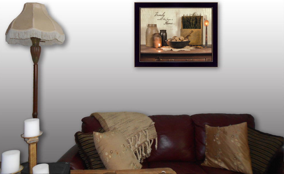 "Family Makes a House a Home" By Susan Boyer, Printed Wall Art, Black Frame