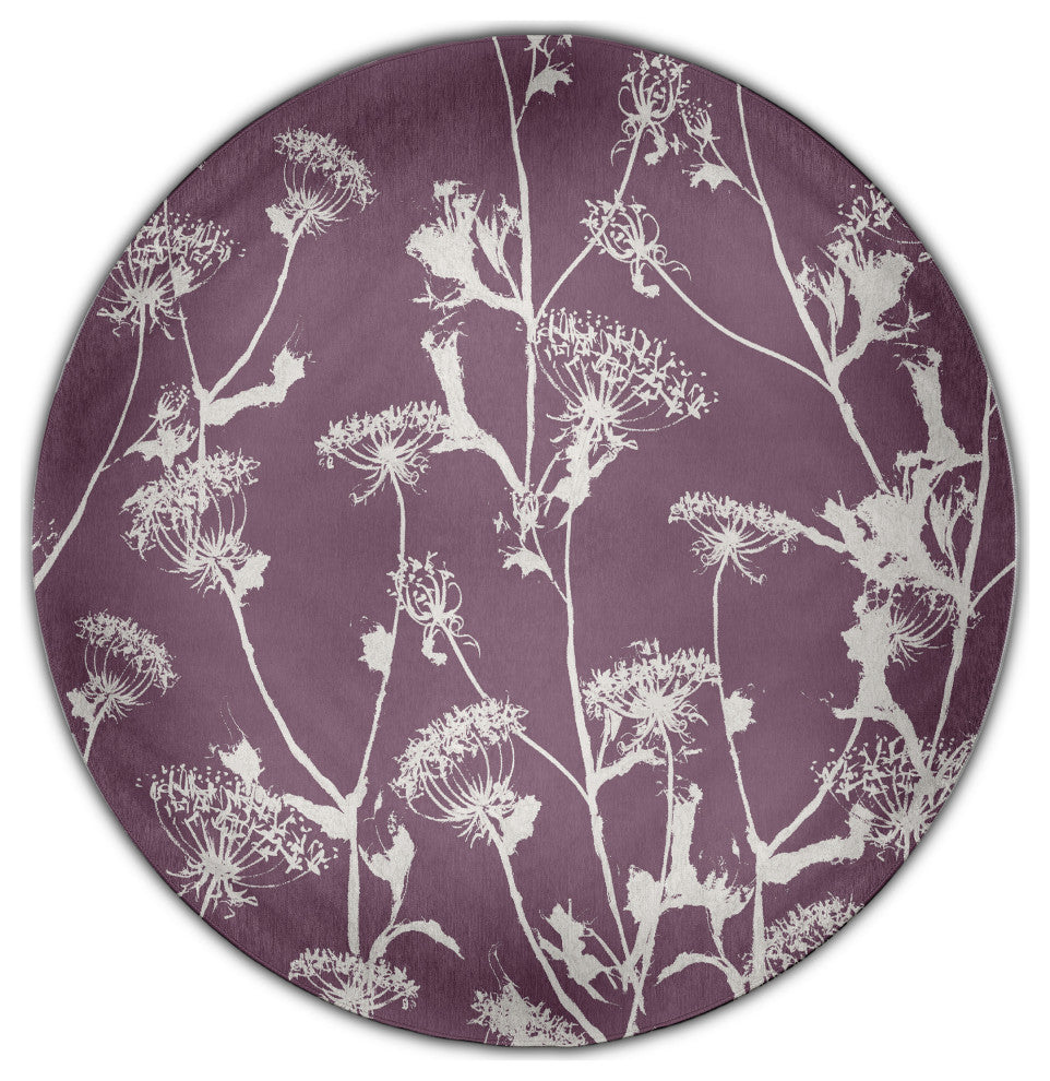 Windy Blossom Rug, Purple, 5' Round