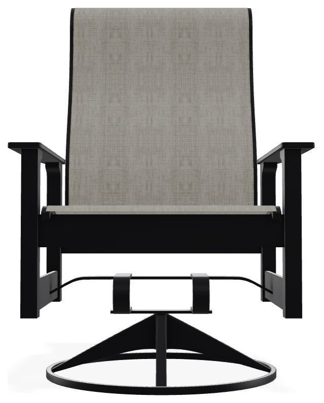 Leeward Sling Outdoor Swivel Rocker, Smoke/Black