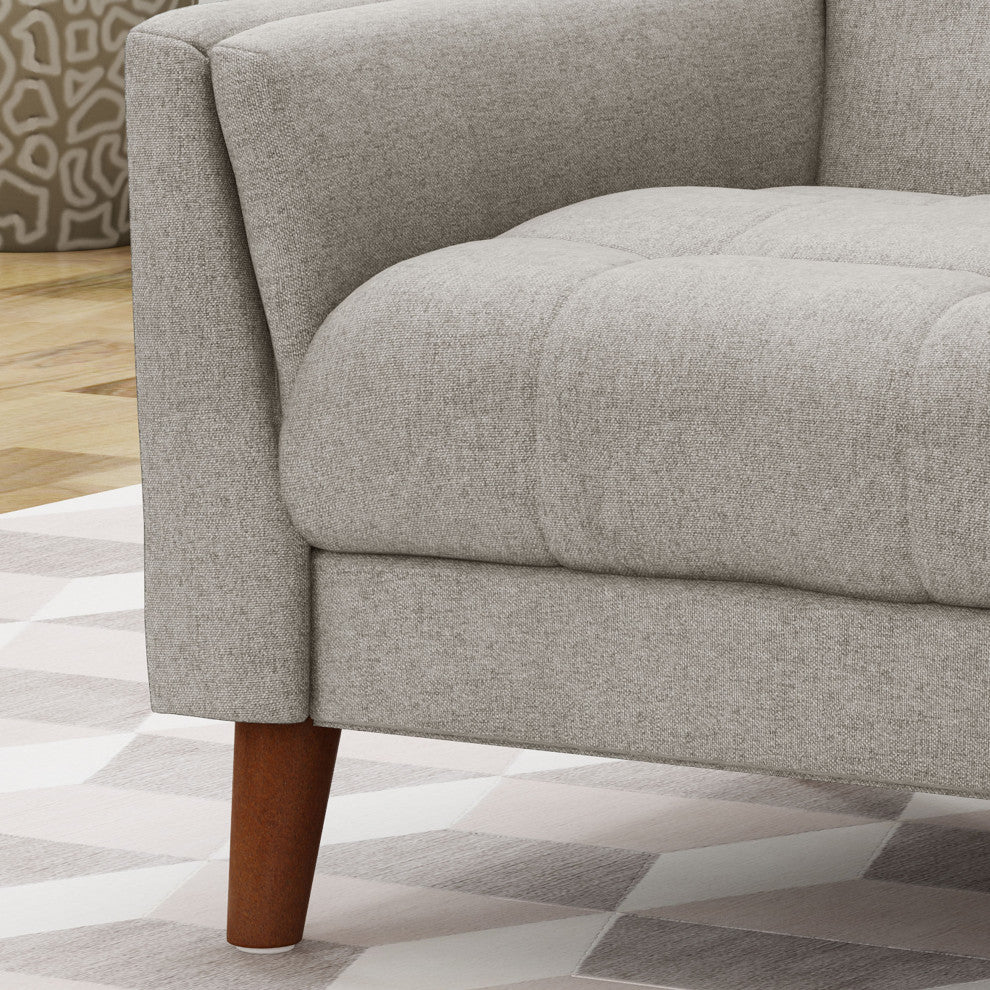 GDF Studio Evelyn Mid Century Modern Fabric Arm Chair, Beige/Walnut