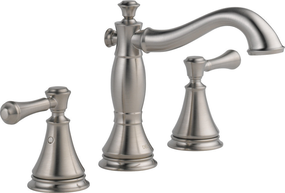 Delta Cassidy Two Handle Widespread Bathroom Faucet, Stainless Steel