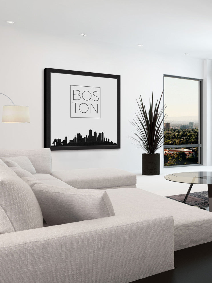 "Boston Skyline" Framed Painting Print, 32x32