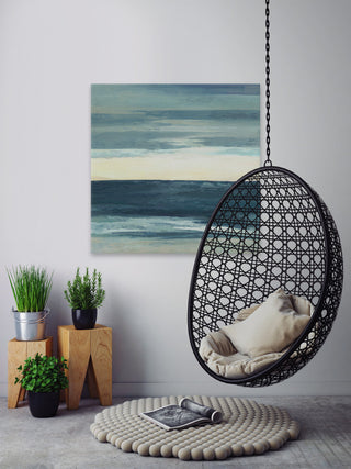 "Deep Blue Waves" Painting Print on Wrapped Canvas, 32"x32"