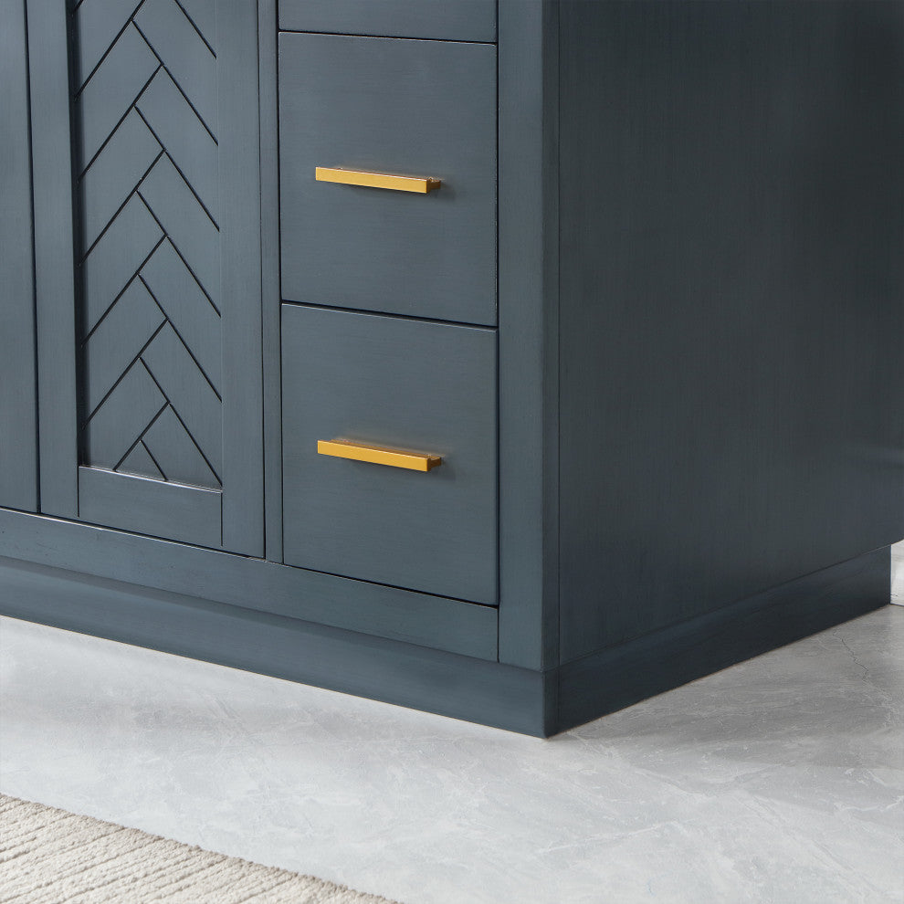 Gazsi Charcoal Blue Bathroom Vanity Set, 42", With Mirror