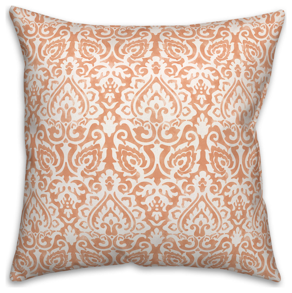 Orange Damask 16 x 16 Spun Poly Pillow