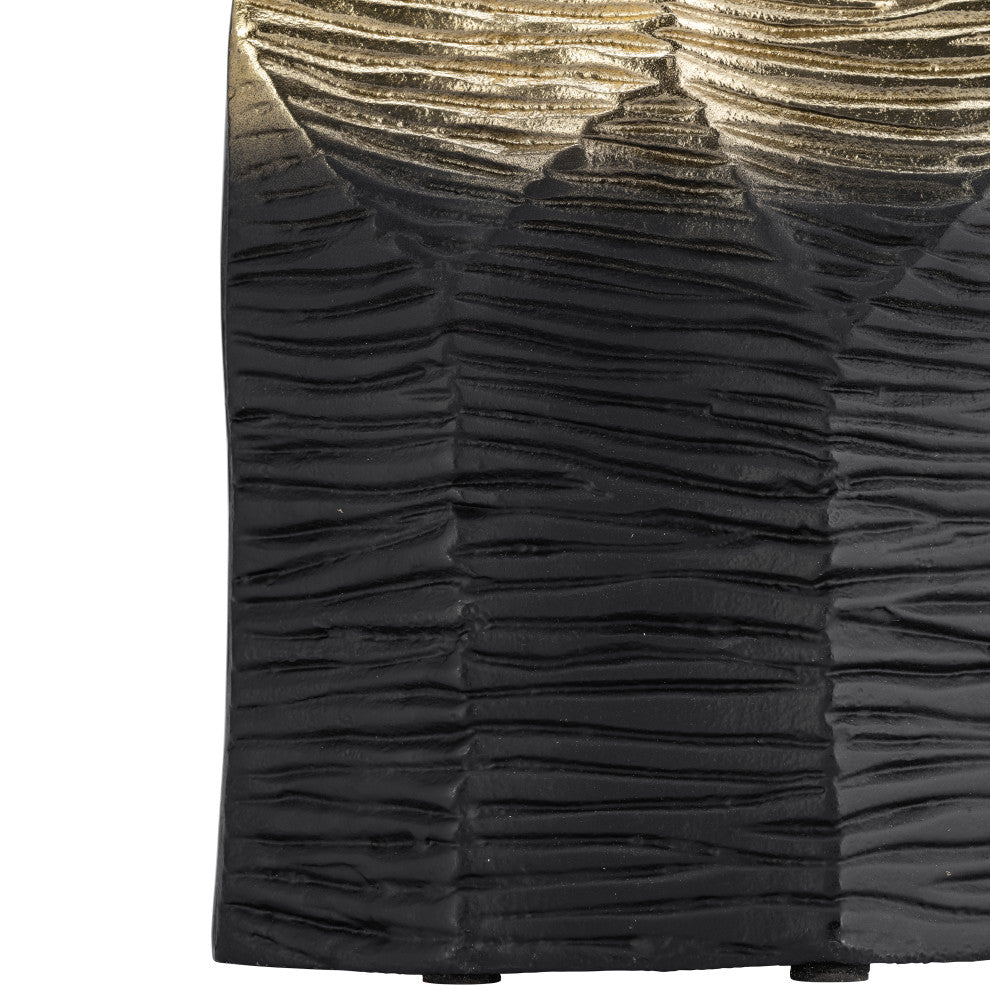 Metal, 20", Rigged Vase, Gold/Black