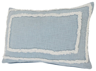 Modern Tufted Sky Blue Throw Pillow, 16" X 24"