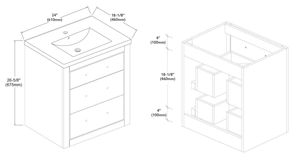 Sherwood 24" Single Vanity Set, Olive, Chrome Trim, Floating Only
