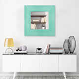 Beveled Wall Mirror, Teal Metallic Shagreen Leather Framed Mirror