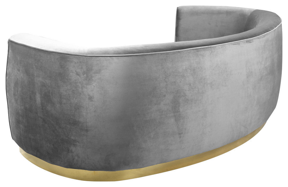 Julian Velvet Upholstered Sofa, Gray, Gold Base