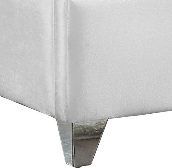 Zuma Velvet Upholstered Bed, White, Queen