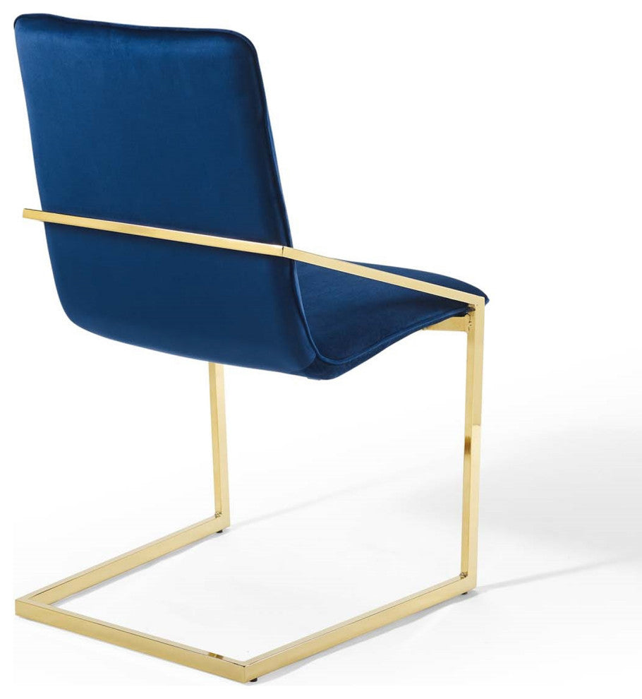 Velvet Dining Chair, Karina Pierre Side Chair, Glam Gold Guest Chair, Blue