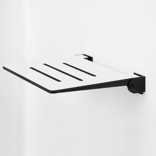 Seachrome SlimLine Folding Wall Mount Shower Seat, White With Matte Black