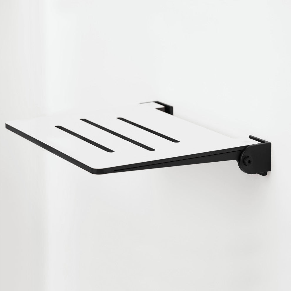 Seachrome SlimLine Folding Wall Mount Shower Seat, White With Matte Black