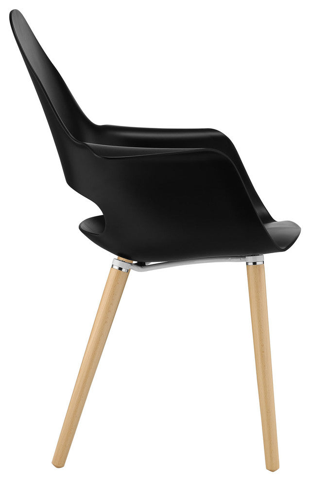 Modern Contemporary Dining Armchair, Black Plastic