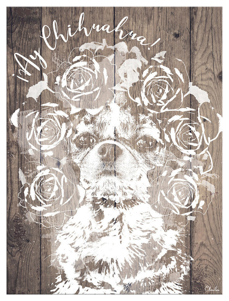 Ready2HangArt 'Ay Chihuahua' Wrapped Canvas Dog Wall Art, 30"x20"