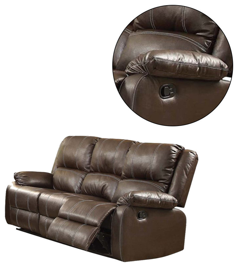 Faux Leather Reclining Sofa, Brown