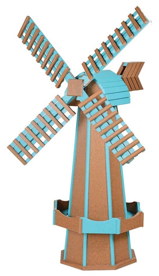 Poly Windmill, Cedar, Aruba Blue Dutch Garden Weather Vane, Amish Made, 41"