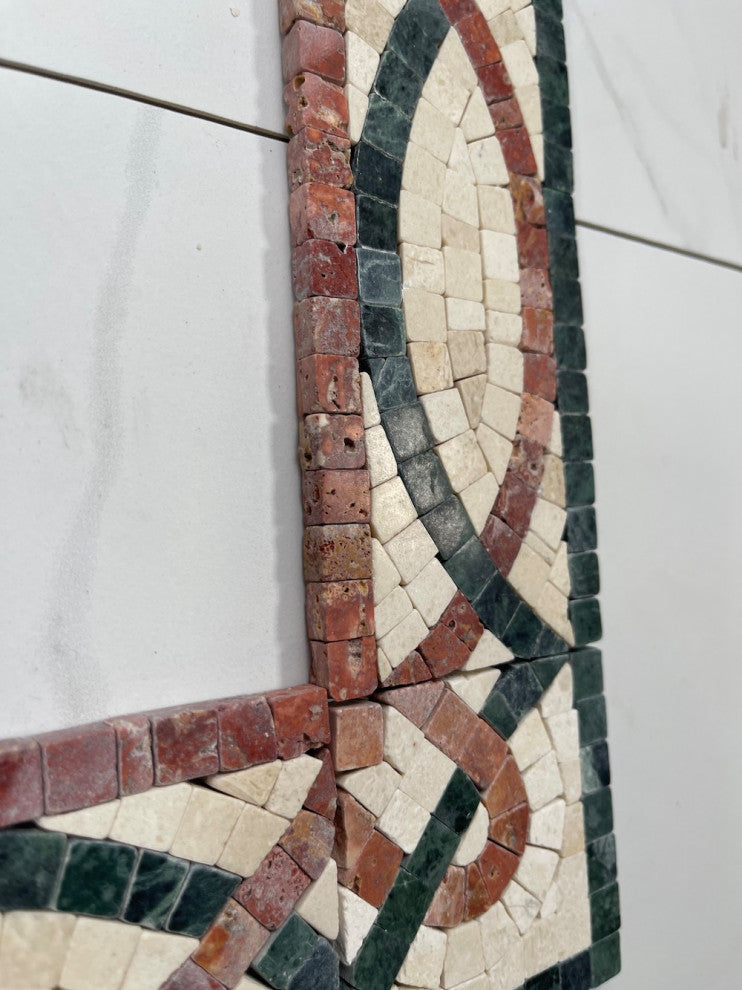 Asterales Red 2.8x11.8 Marble Mosaic Border Listello Tile Polished, 1 piece