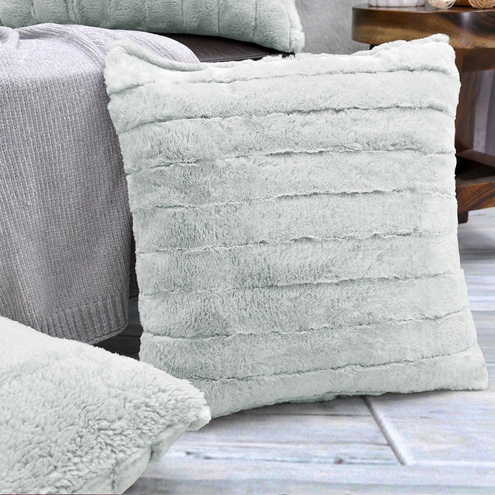 Super Mink Throw Pillow Covers, Set of 4, Gray Down
