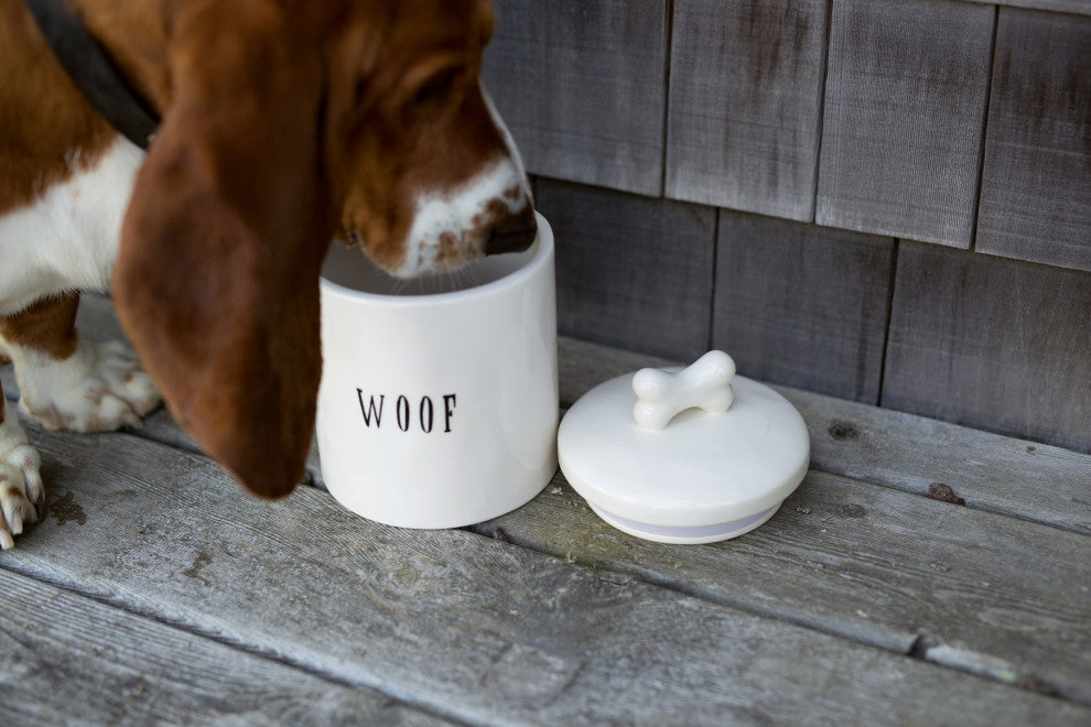 "Woof" Jar With Bone Handle on Lid