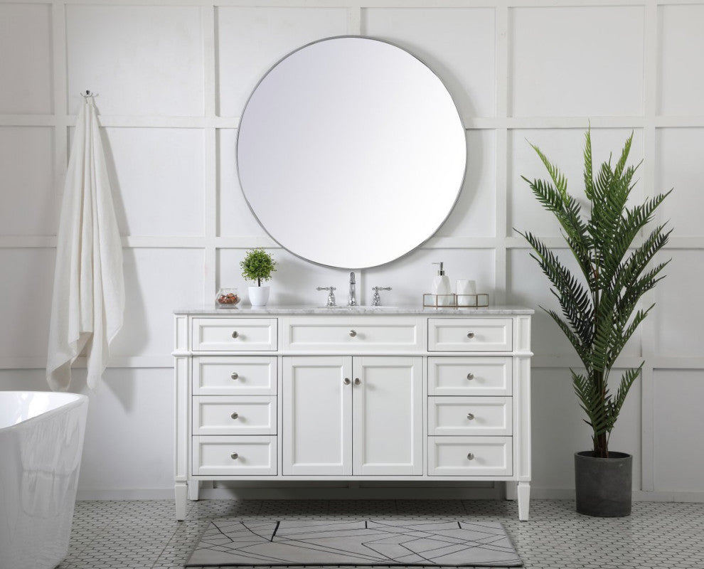 Home Living Vanity with Carrara White Marble Countertop, White, 60", Single Sink