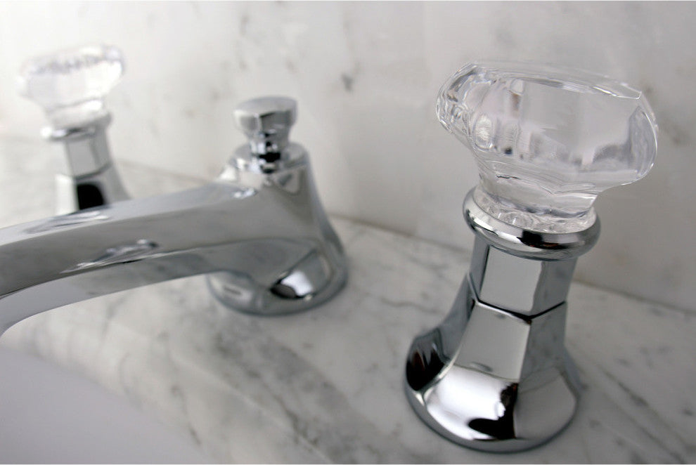 Kingston Brass Widespread Bathroom Faucet With Brass Pop-Up, Polished Chrome