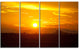 Bright Yellow Sunset in Sri Lanka, Landscape Canvas Art, 48"x28", 4 Panels